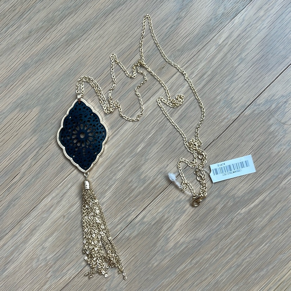 Long gold black necklace South Moon Under NWT